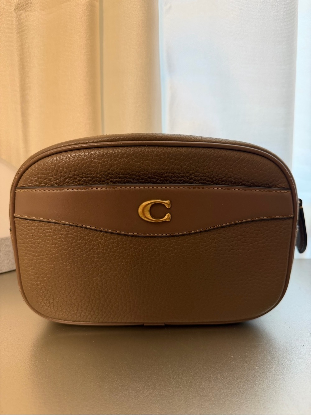 Coach Tan Pebbled Leather Crossbody Camera Bag - Picture 2 of 13